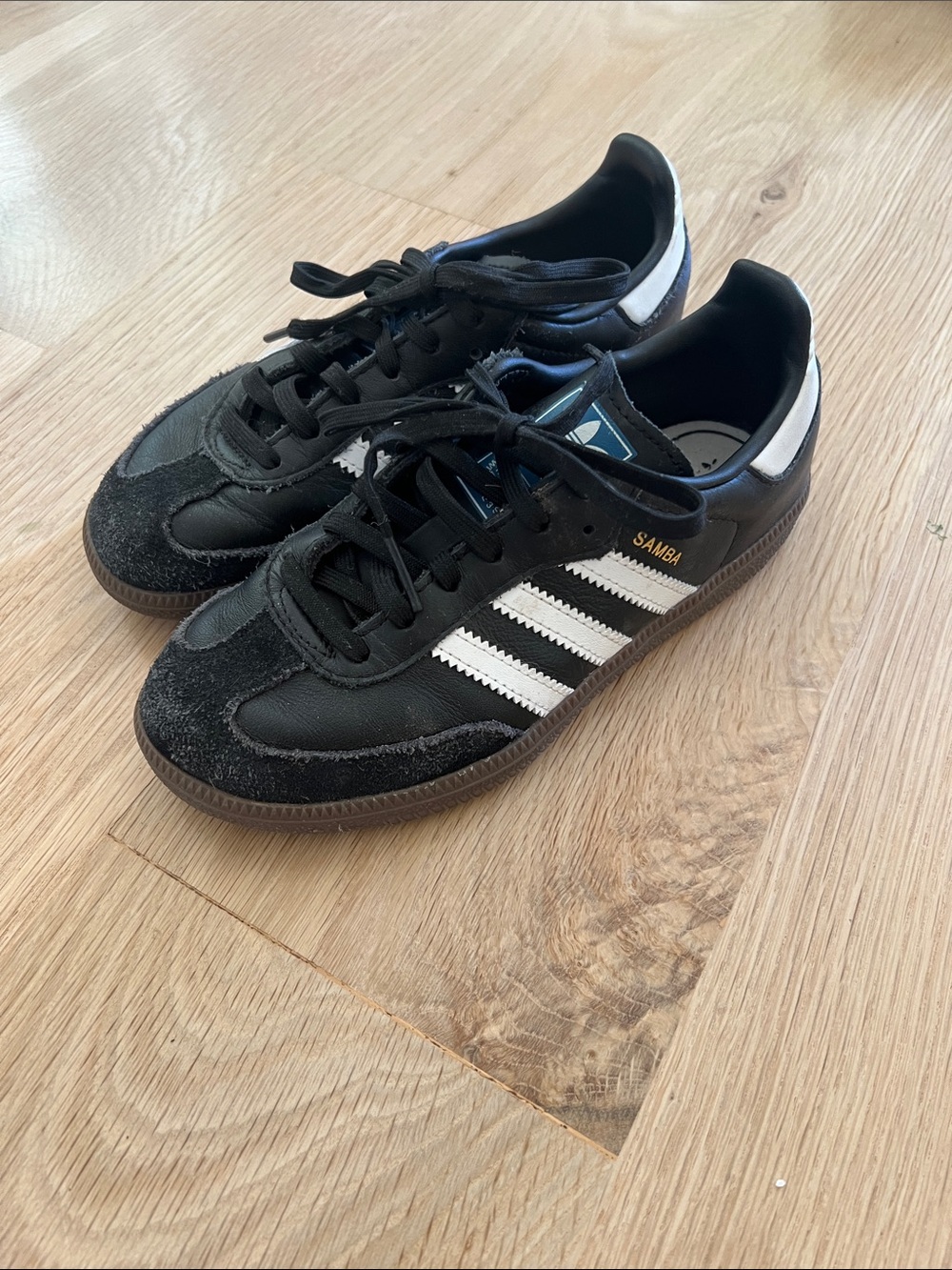 adidas Kids Samba Black with White Stripes Sneaker
